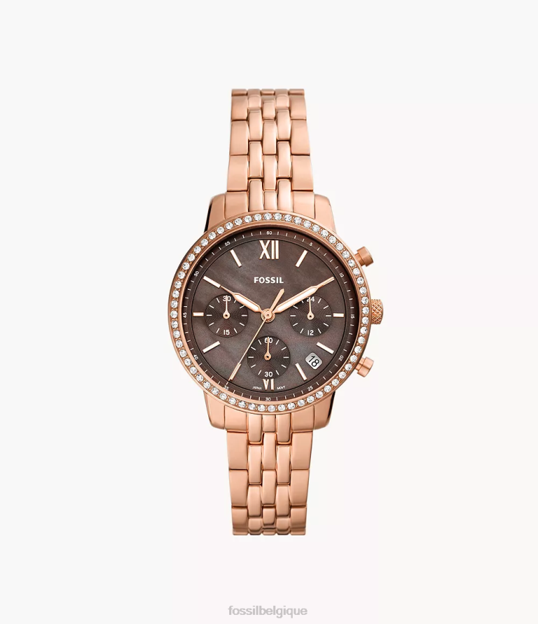 Fossil montre femmes montre chronographe neutre en acier inoxydable ton doré rose 8V460468
