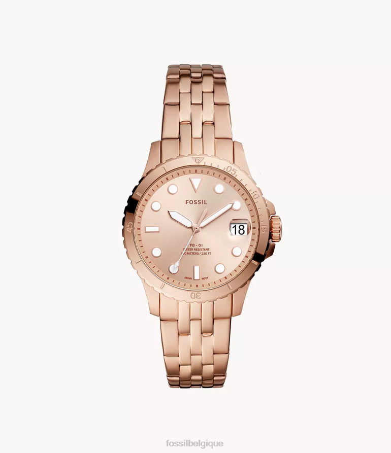 Fossil montre femmes montre fb-01 à trois aiguilles et date en acier inoxydable ton doré rose 8V4604115