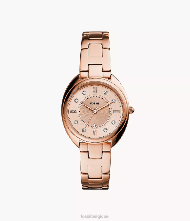 Fossil montre femmes montre gabby à trois aiguilles et date en acier inoxydable ton doré rose 8V4604275