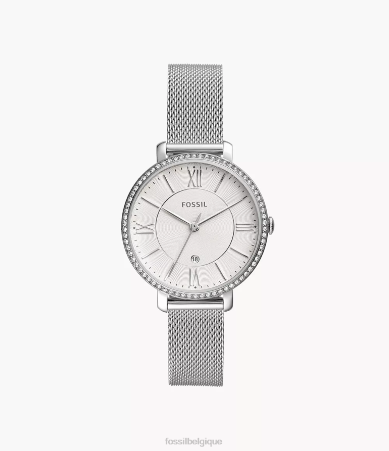 Fossil montre femmes montre jacqueline à trois aiguilles et date en acier inoxydable ton argenté 8V460425
