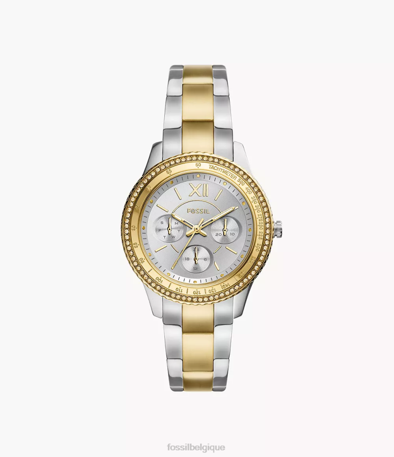 Fossil montre femmes montre multifonction Stella Sport en acier inoxydable deux tons 8V460435