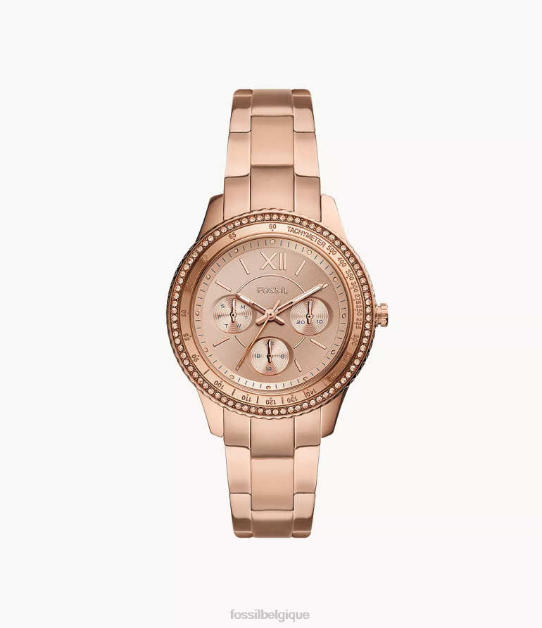 Fossil montre femmes montre multifonction Stella Sport en acier inoxydable ton doré rose 8V460433