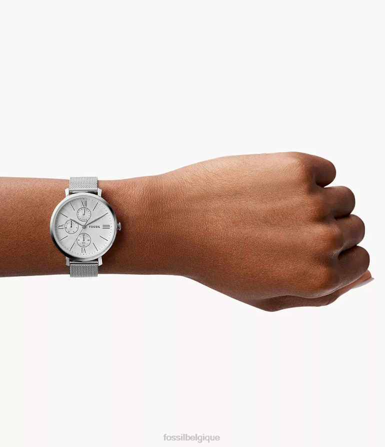 Fossil montre femmes montre multifonction en acier inoxydable à mailles jacqueline argenté 8V460460