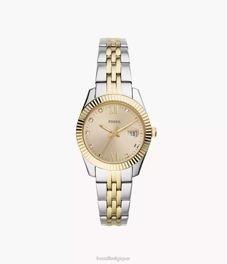 Fossil montre femmes montre scarlette mini à trois aiguilles et date en acier inoxydable deux tons 8V460441