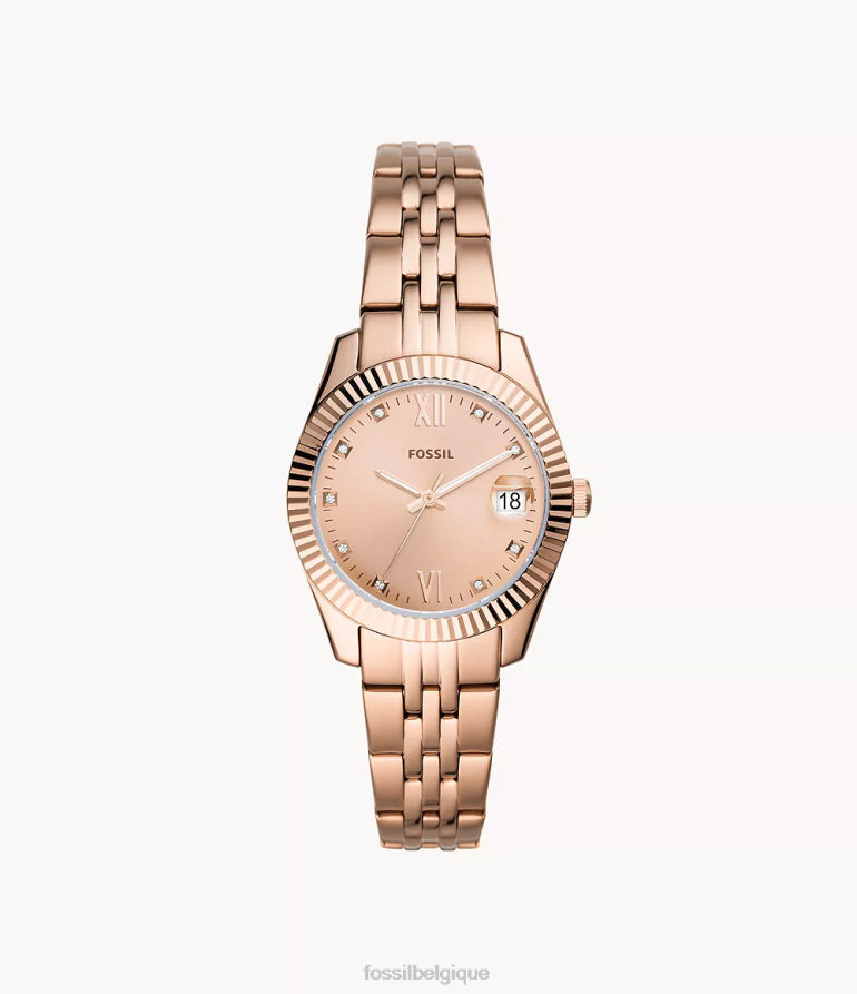 Fossil montre femmes montre scarlette mini à trois aiguilles et date en acier inoxydable ton doré rose 8V460451