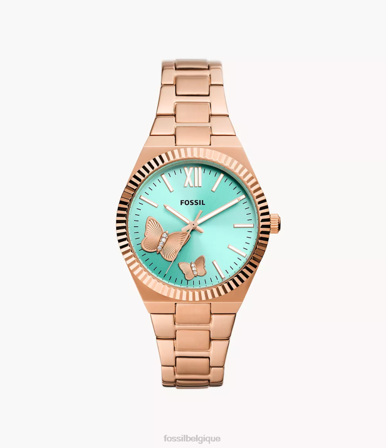 Fossil montre femmes montre scarlette à trois aiguilles en acier inoxydable ton doré rose 8V460447