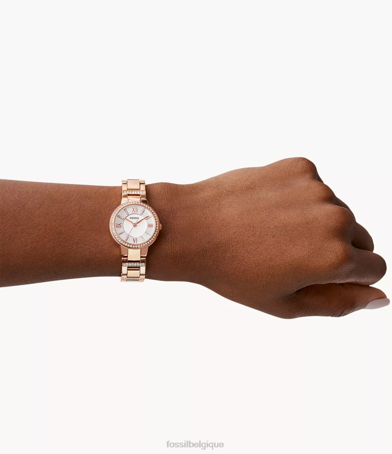 Fossil montre femmes montre virginie en acier inoxydable ton rose 8V4604118