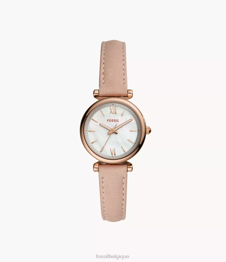 Fossil montre femmes montre carlie mini en cuir à trois aiguilles rougir 8V460495