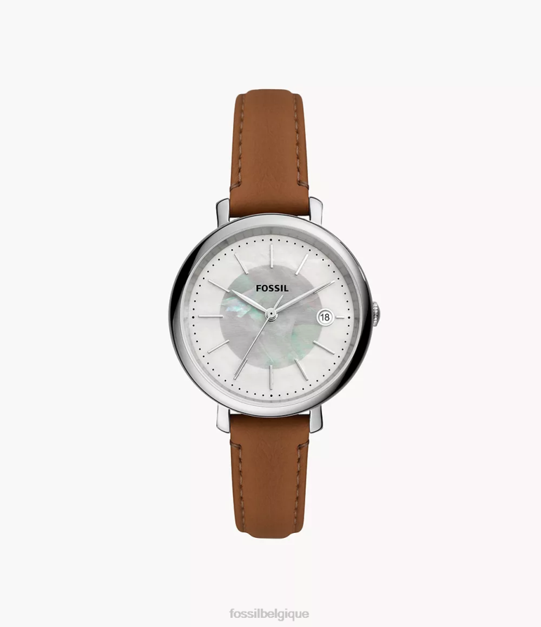 Fossil montre femmes montre en cuir véritable à énergie solaire Jacqueline brun 8V4604214