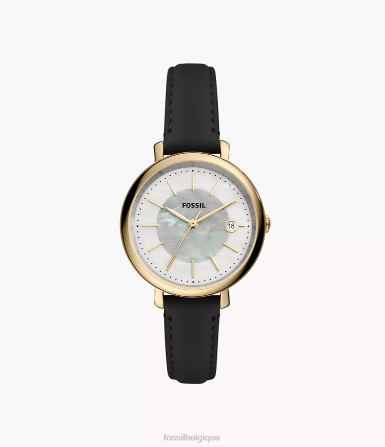 Fossil montre femmes montre en cuir véritable à énergie solaire Jacqueline noir 8V4604240