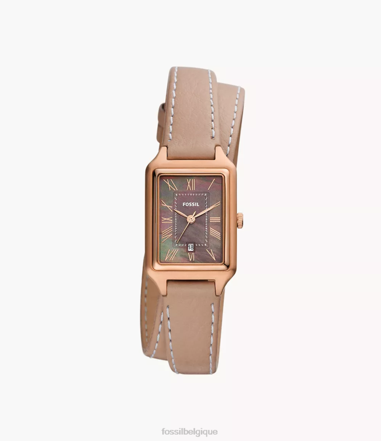 Fossil montre femmes montre raquel en cuir véritable à trois aiguilles et date latté 8V4604105