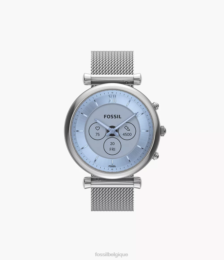 Fossil montre femmes montre intelligente hybride Carlie Gen 6 en maille d'acier inoxydable argent 8V460414