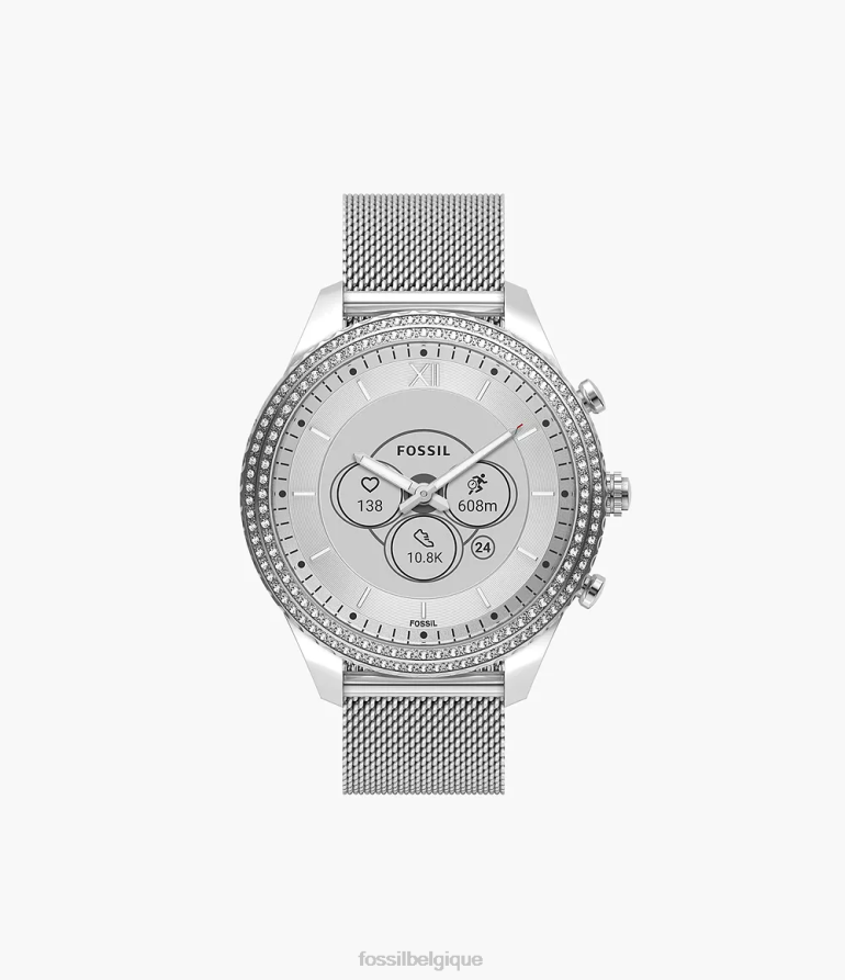 Fossil montre femmes montre intelligente hybride Stella Gen 6 en maille d'acier inoxydable argent 8V4604225
