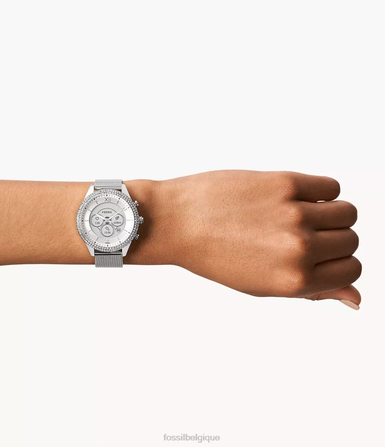 Fossil montre femmes montre intelligente hybride Stella Gen 6 en maille d'acier inoxydable argent 8V4604225