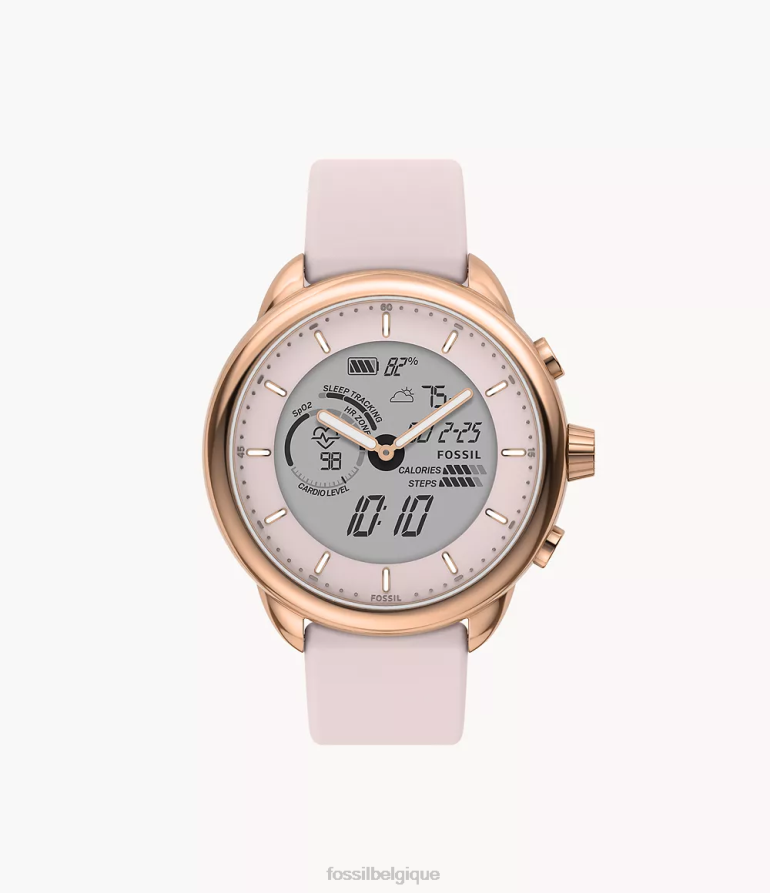 Fossil montre femmes montre intelligente hybride en silicone édition bien-être gen 6 rougir 8V460411