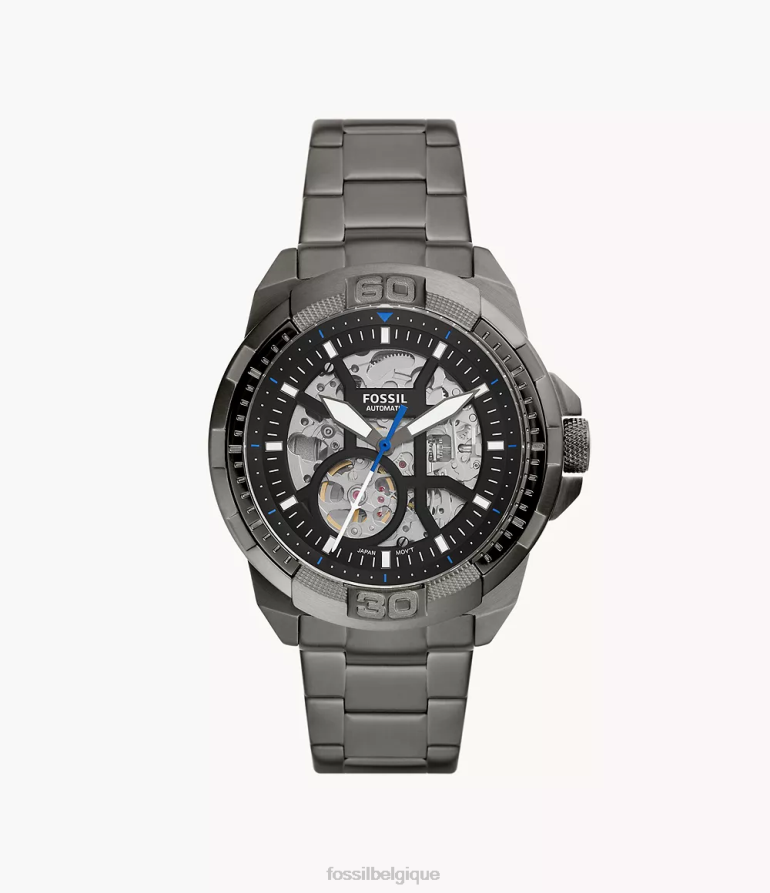Fossil montre Hommes montre automatique bronson en acier inoxydable fumée 8V46041388