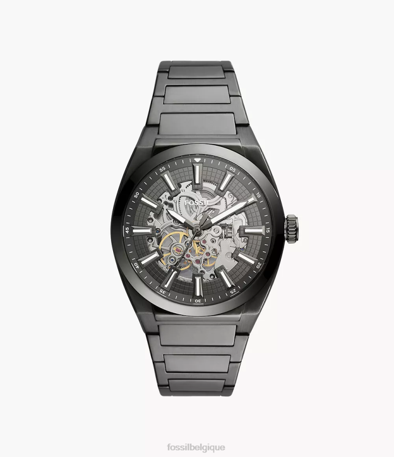 Fossil montre Hommes montre automatique everett en acier inoxydable fumée 8V46041363