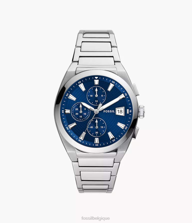 Fossil montre Hommes montre chronographe everett en acier inoxydable argenté 8V46041373