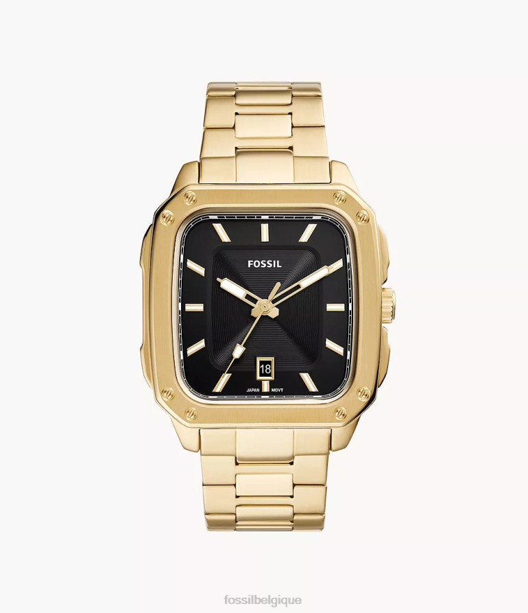 Fossil montre Hommes montre en acier inoxydable avec date à trois aiguilles et inscription ton d'or 8V46041351
