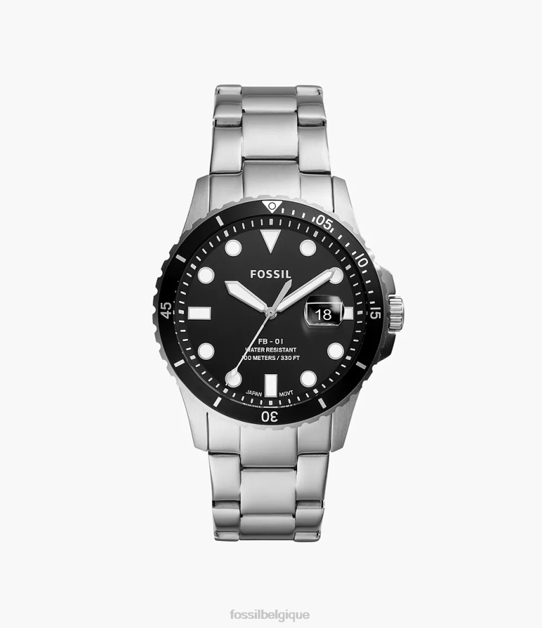 Fossil montre Hommes montre fb-01 à trois aiguilles et date en acier inoxydable argenté 8V46041352