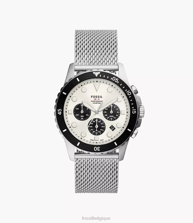 Fossil montre Hommes montre à mailles en acier inoxydable chronographe fb-01 argenté 8V46041546
