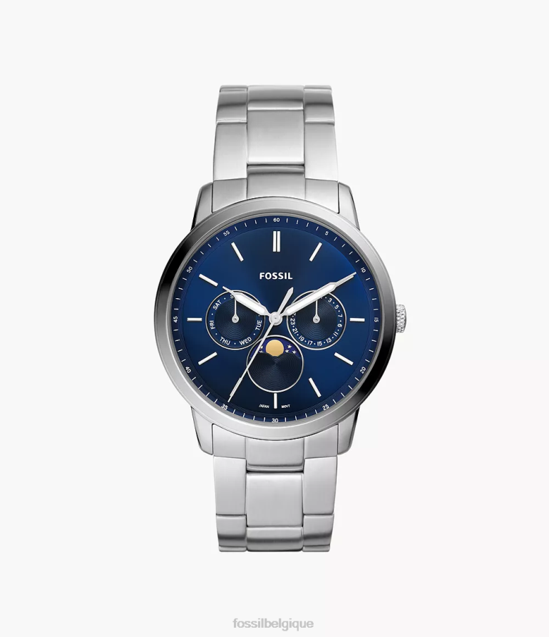 Fossil montre Hommes montre multifonction en acier inoxydable avec phases de lune neutres argent 8V46041364