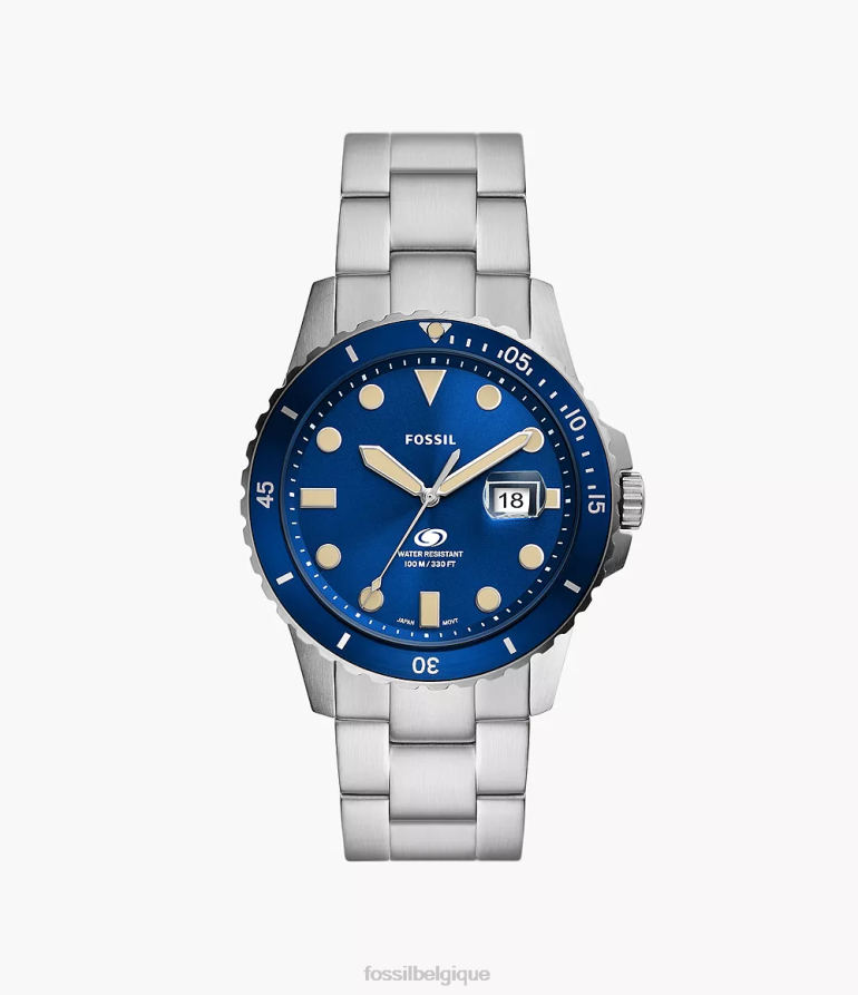 Fossil montre Hommes montre à trois aiguilles et date en acier inoxydable bleu 8V46041357