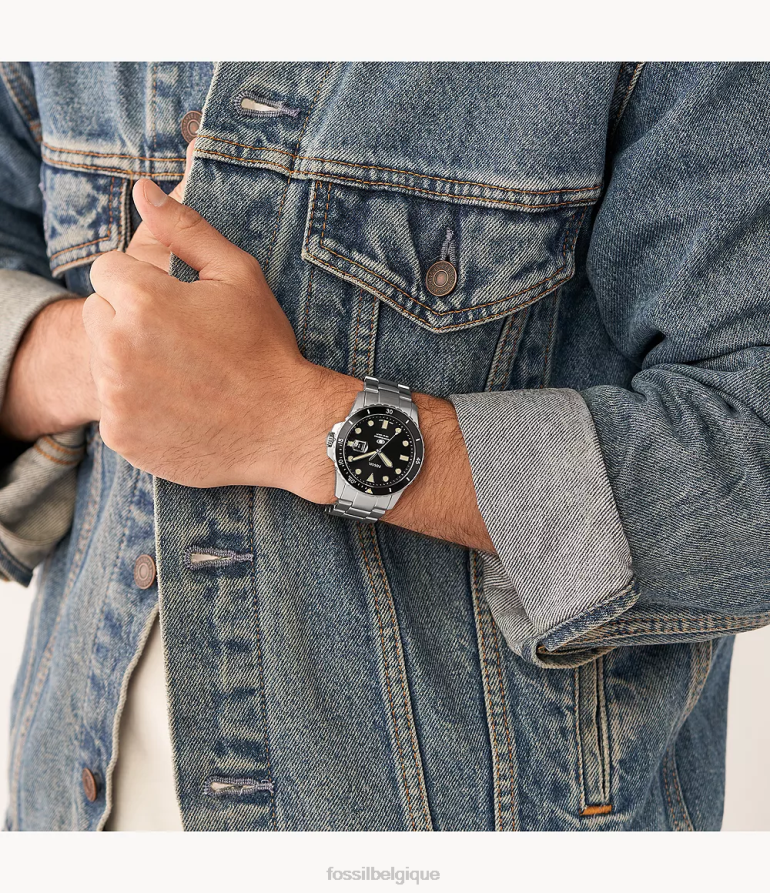 Fossil montre Hommes montre à trois aiguilles et date en acier inoxydable bleu 8V46041378