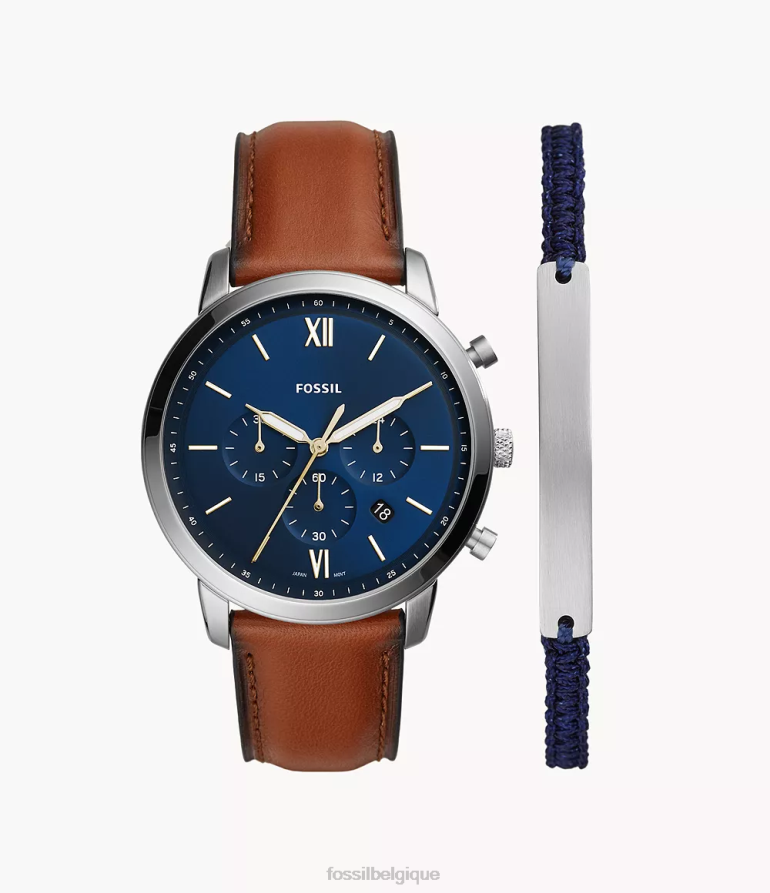 Fossil montre Hommes ensemble montre et bracelet en cuir Neutra Chronographe Bagage bleu 8V46041436