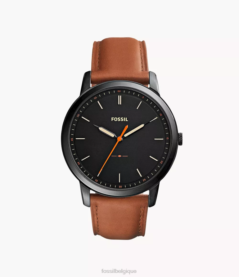 Fossil montre Hommes la montre minimaliste en cuir fine à trois aiguilles brun clair 8V46041406