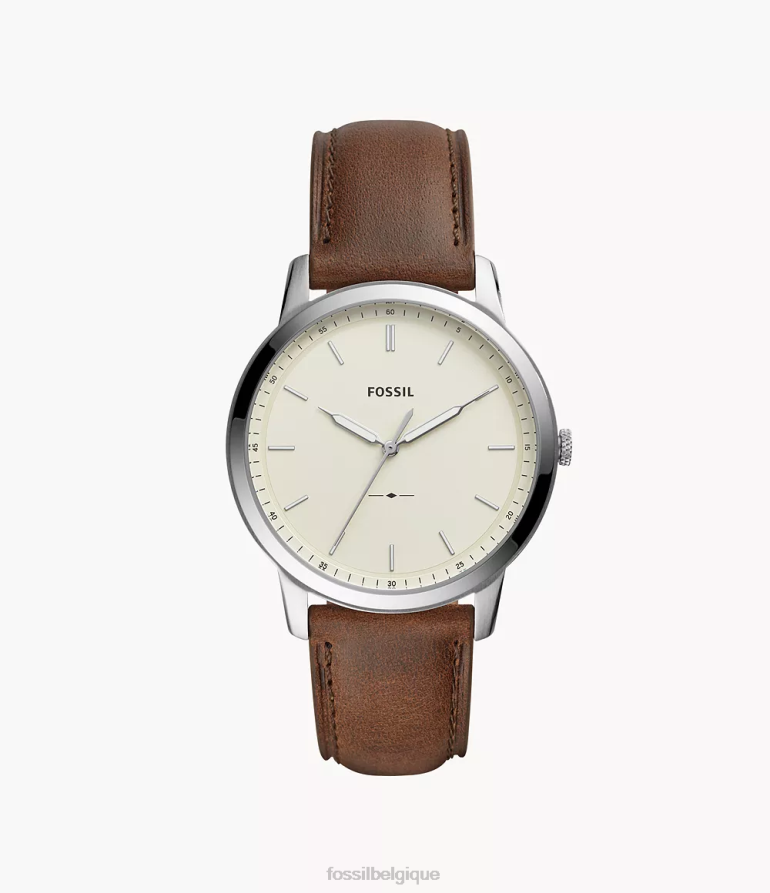 Fossil montre Hommes la montre minimaliste en cuir à trois aiguilles brun 8V46041400