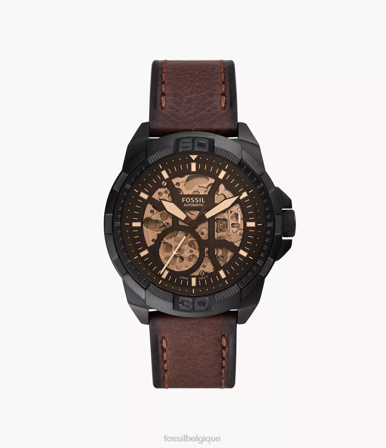 Fossil montre Hommes montre automatique en cuir véritable bronson brun 8V46041433