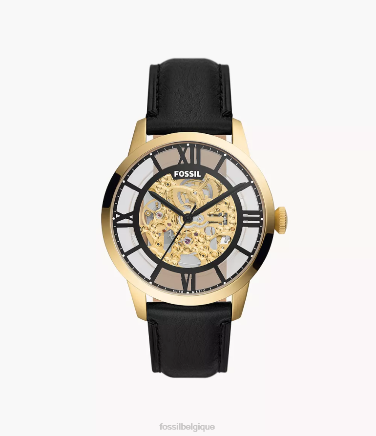 Fossil montre Hommes montre automatique en cuir véritable townsman noir 8V46041398