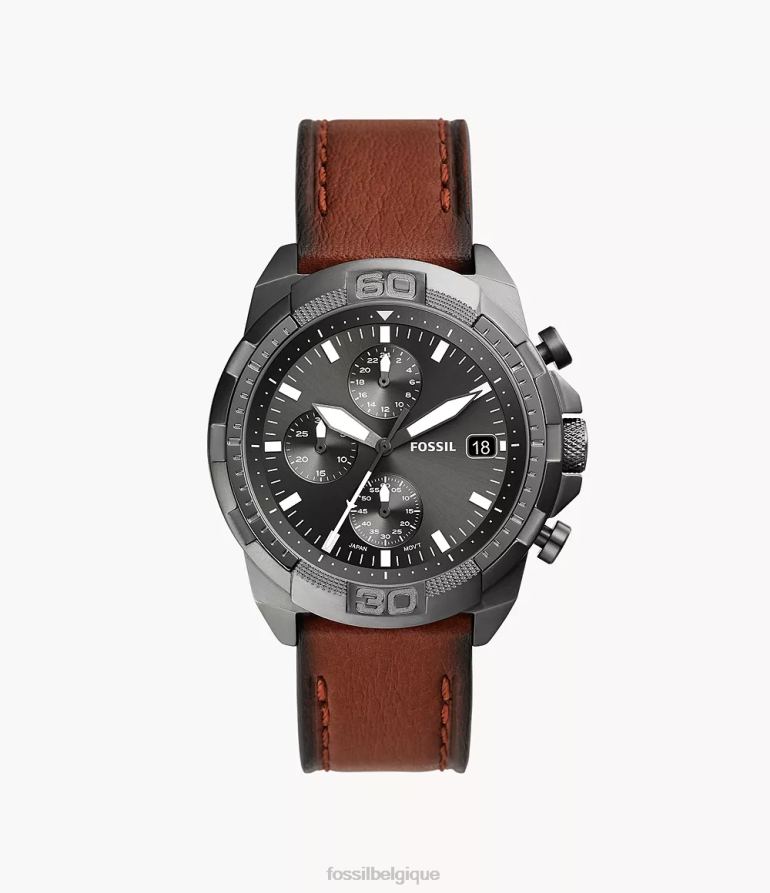 Fossil montre Hommes montre chronographe en cuir véritable bronson brun 8V46041394