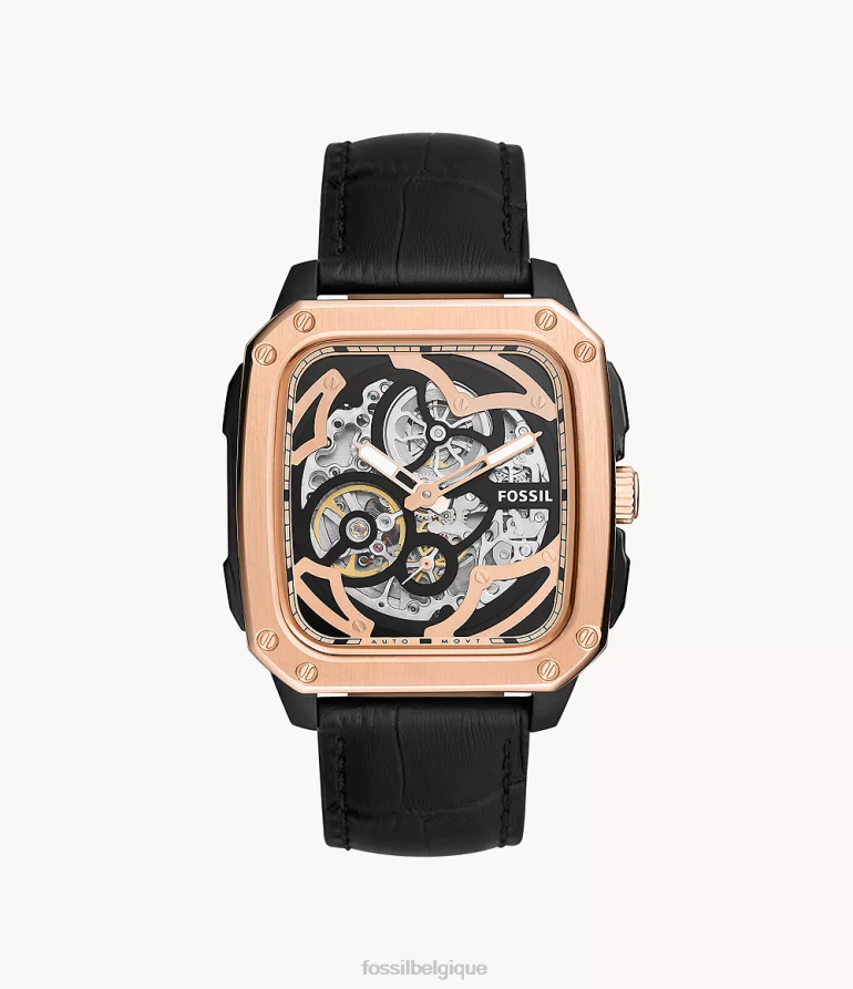 Fossil montre Hommes montre en cuir automatique à inscription noir 8V46041445