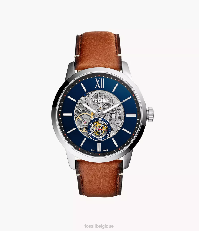Fossil montre Hommes montre en cuir automatique townsman de 48 mm brun clair 8V46041415