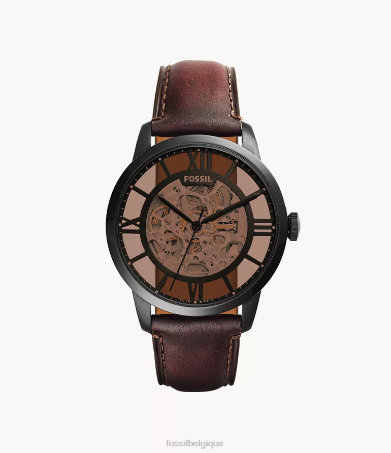 Fossil montre Hommes montre en cuir automatique townsman marron foncé 8V46041397