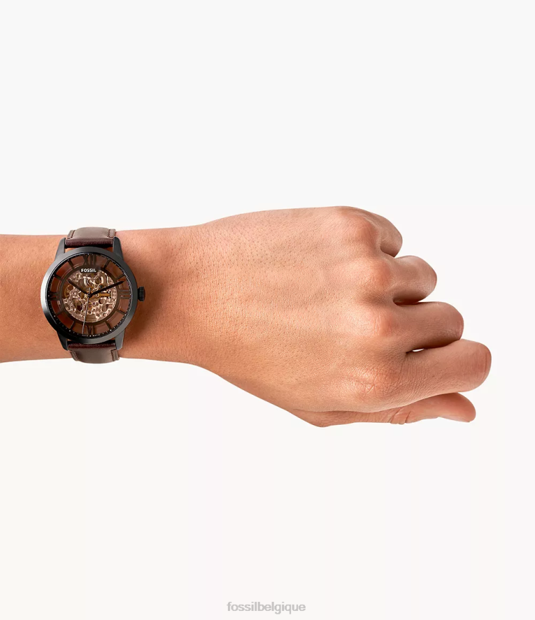 Fossil montre Hommes montre en cuir automatique townsman marron foncé 8V46041397
