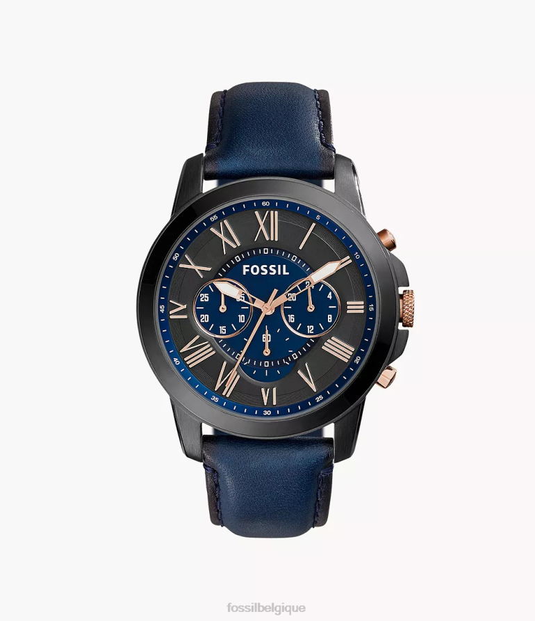 Fossil montre Hommes montre en cuir chronographe Grant marine 8V46041461