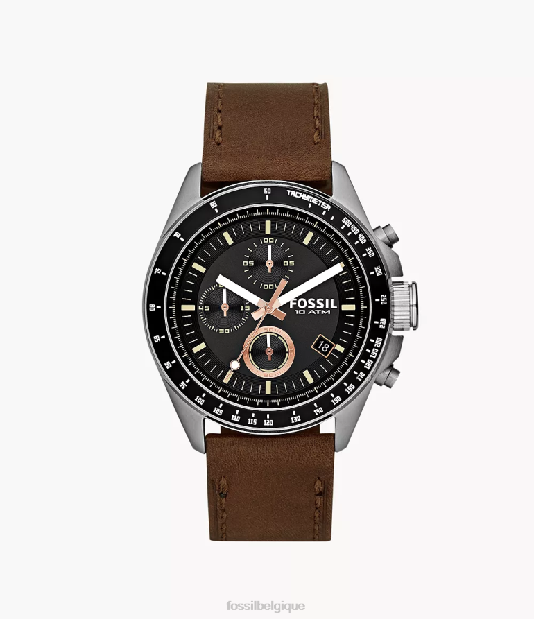 Fossil montre Hommes montre en cuir chronographe decker brun 8V46041432