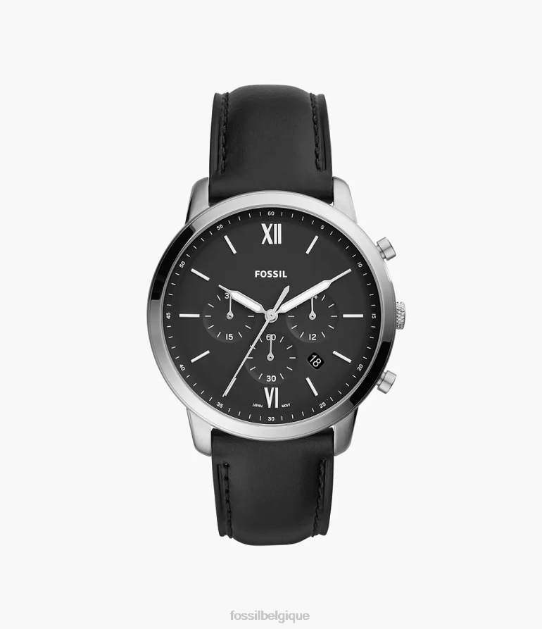 Fossil montre Hommes montre en cuir chronographe neutre noir 8V46041404