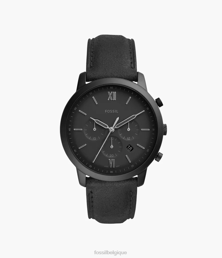 Fossil montre Hommes montre en cuir chronographe neutre noir 8V46041417