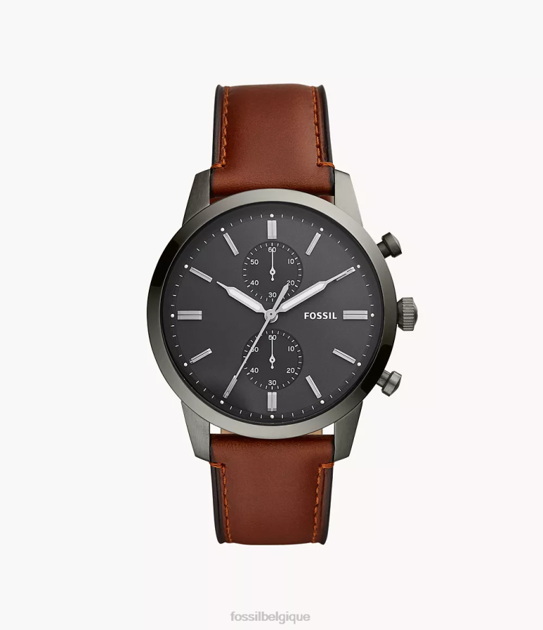 Fossil montre Hommes montre en cuir chronographe townsman ambre 8V46041412