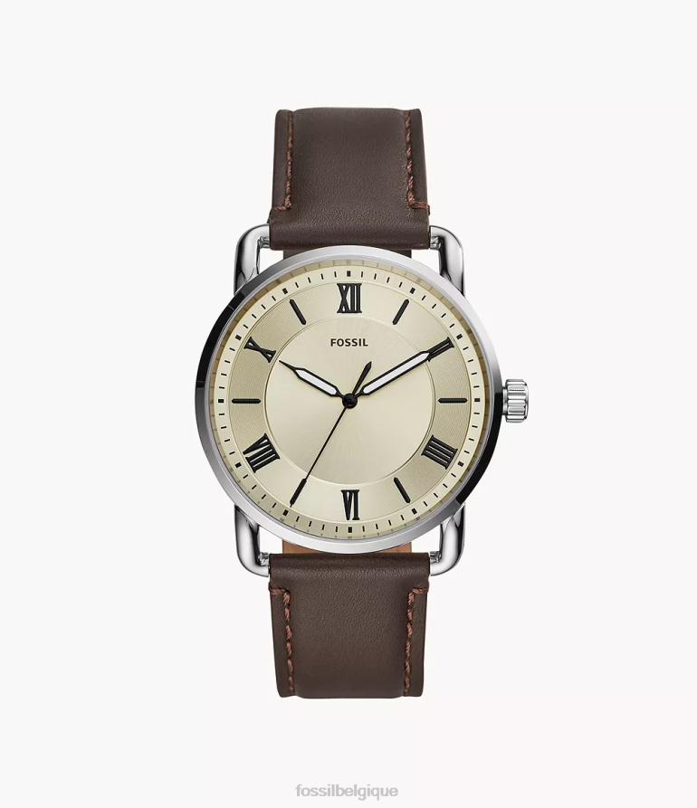 Fossil montre Hommes montre en cuir à trois aiguilles Copeland de 42 mm brun 8V46041423