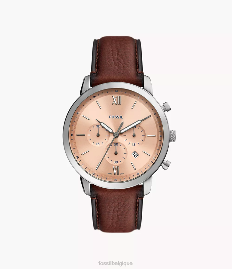 Fossil montre Hommes montre neutra chronographe en cuir véritable brun moyen 8V46041603