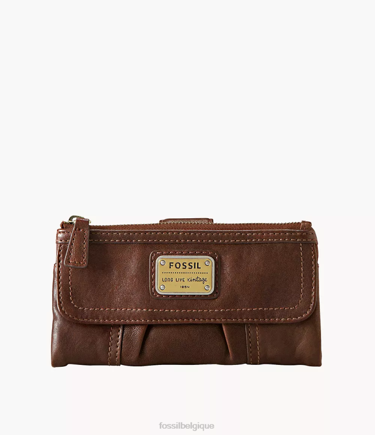 Fossil portefeuille femmes pochette emory brun 8V4604819