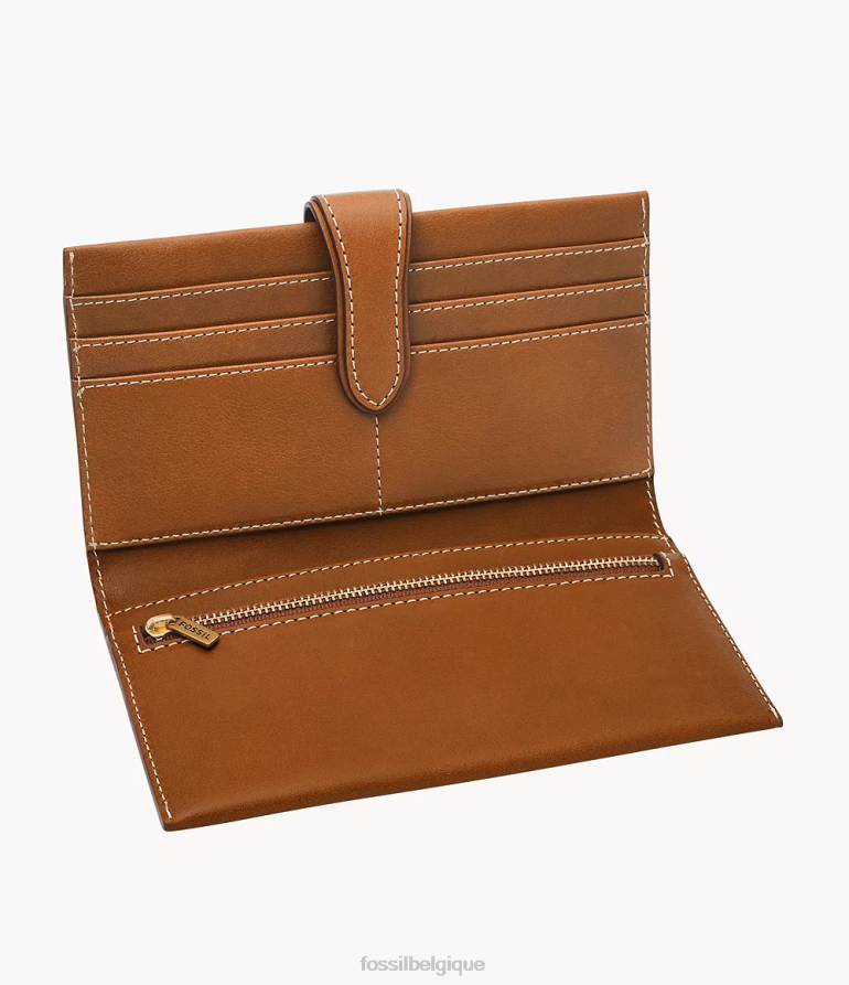 Fossil portefeuille femmes pochette à languette Tremont Cognac 8V4604809