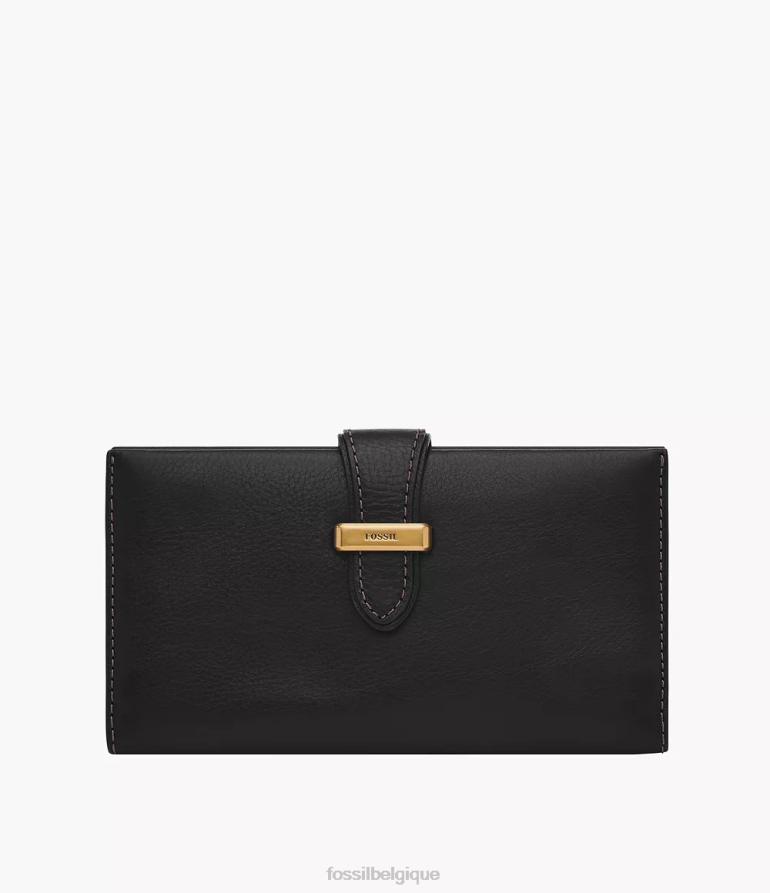 Fossil portefeuille femmes pochette à languette Tremont noir 8V4604817