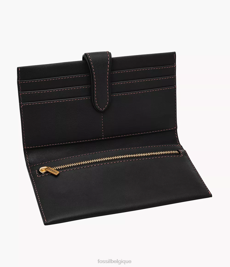 Fossil portefeuille femmes pochette à languette Tremont noir 8V4604817