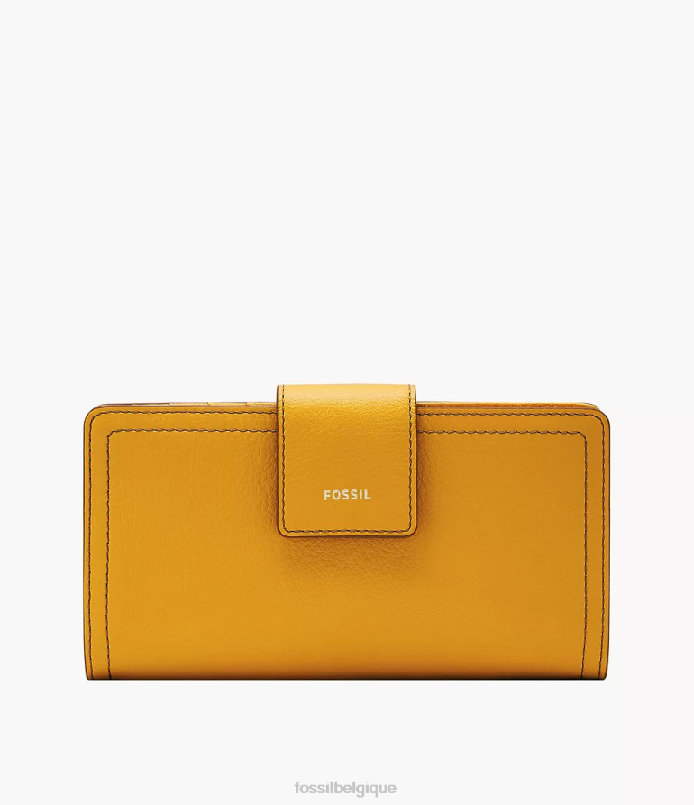 Fossil portefeuille femmes pochette à languette logan jaune 8V4604805